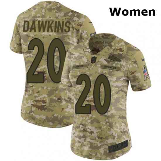 Womens Nike Denver Broncos 20 Brian Dawkins Limited Camo 2018 Salute to Service NFL Jersey